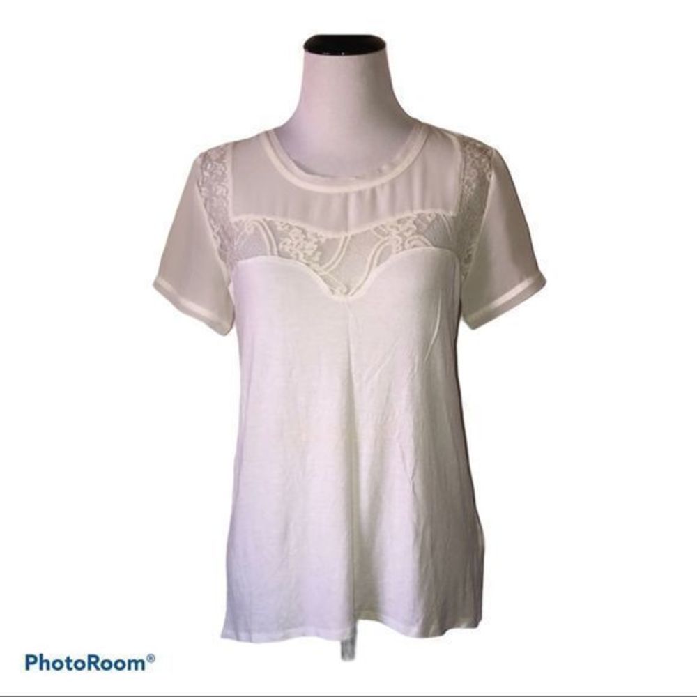 5/$30 🎈 H &‎ M women’s Small white lace panel blouse